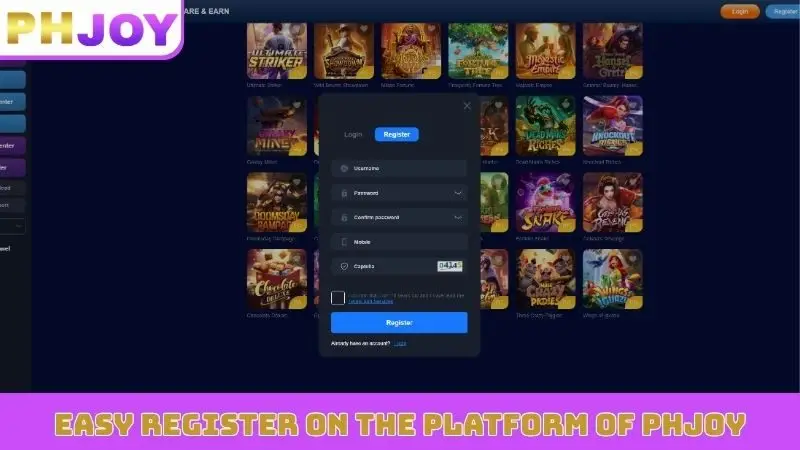 Easy register on the platform of PHJOY