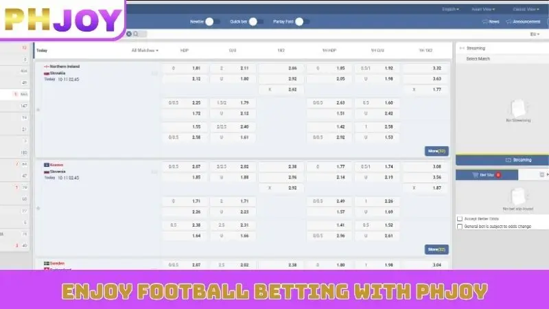 Enjoy football betting with PHJOY
