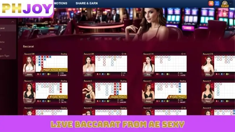 Live baccarat from AE Sexy